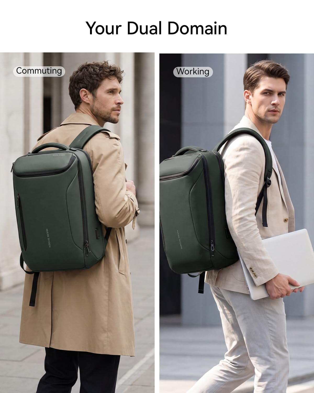 MARK RYDEN Große Kapazität Laptop Rucksack mit 17.3 Zoll/15.6 Zoll für Männer Multifunktionsrucksack Diebstahlsicherung Tagesrucksack für Business