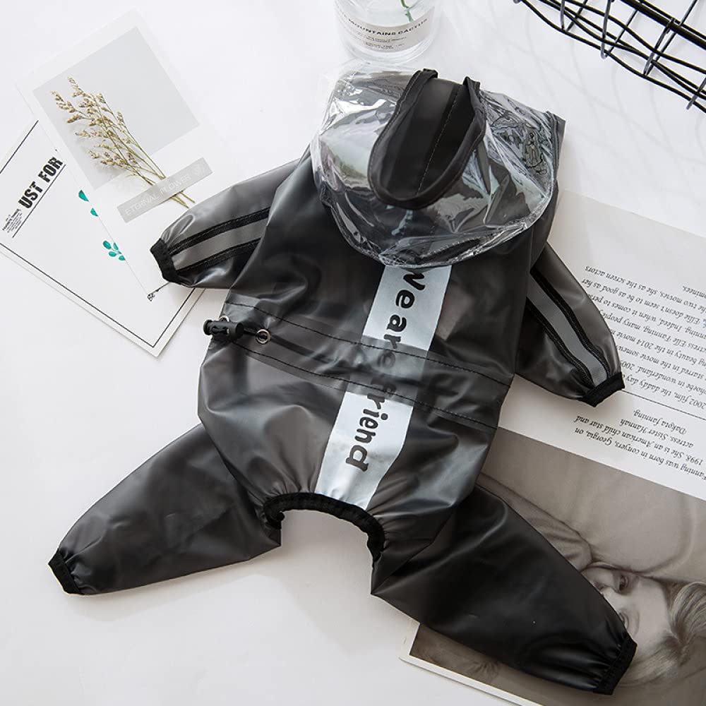 BERO Mode Chien Mackintosh Quatre Pattes imperméable Tout Compris vêtements pour Animaux de Compagnie Petit et Moyen Grand Chien Transparent réfléchissant-Black||7XL