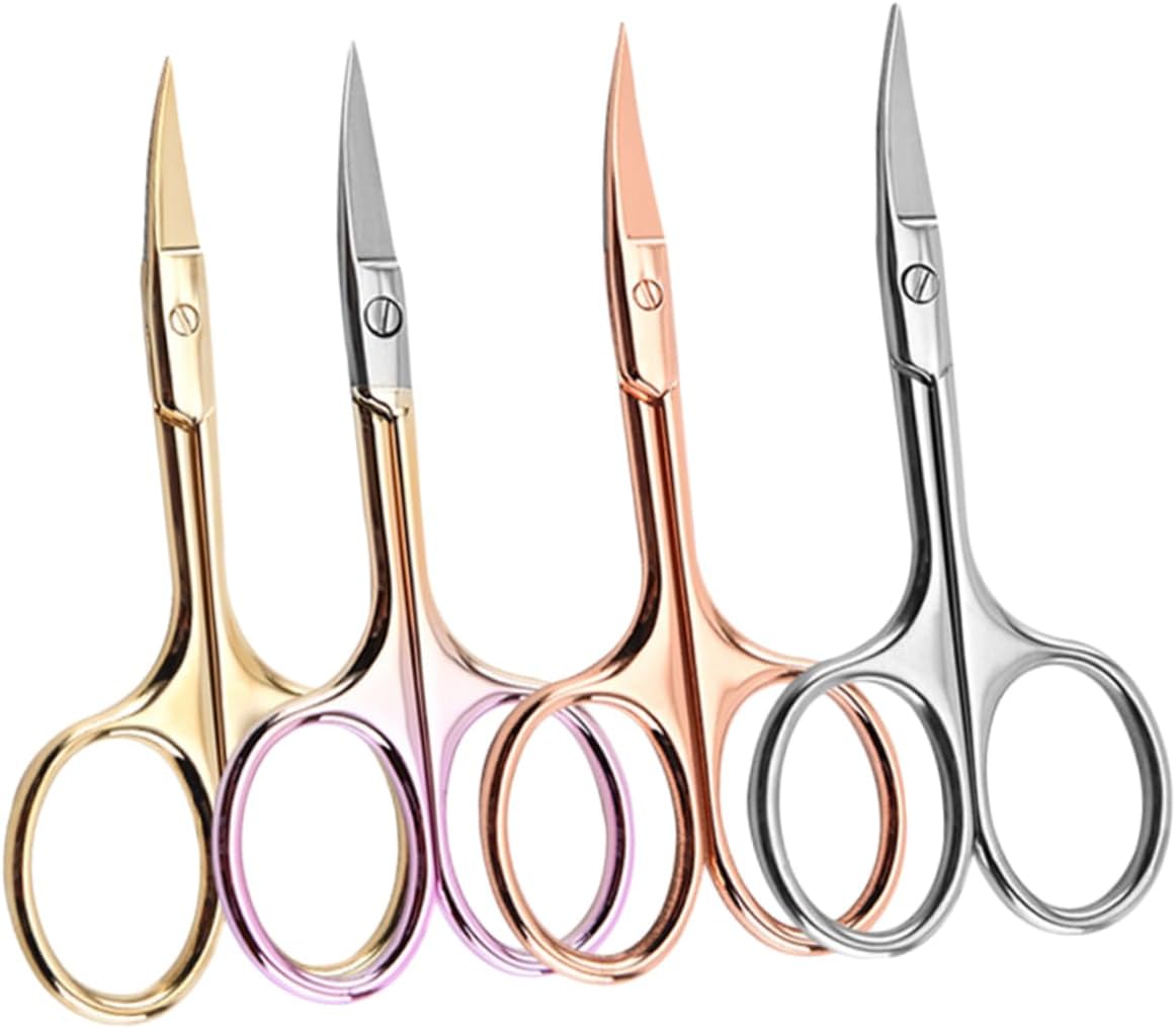 4pcs Stainless Steel Mustache Scissors Hair Scissors for Men Nose Hair Trimmer Style Beard Trimming Shears Barber Shop Home Color