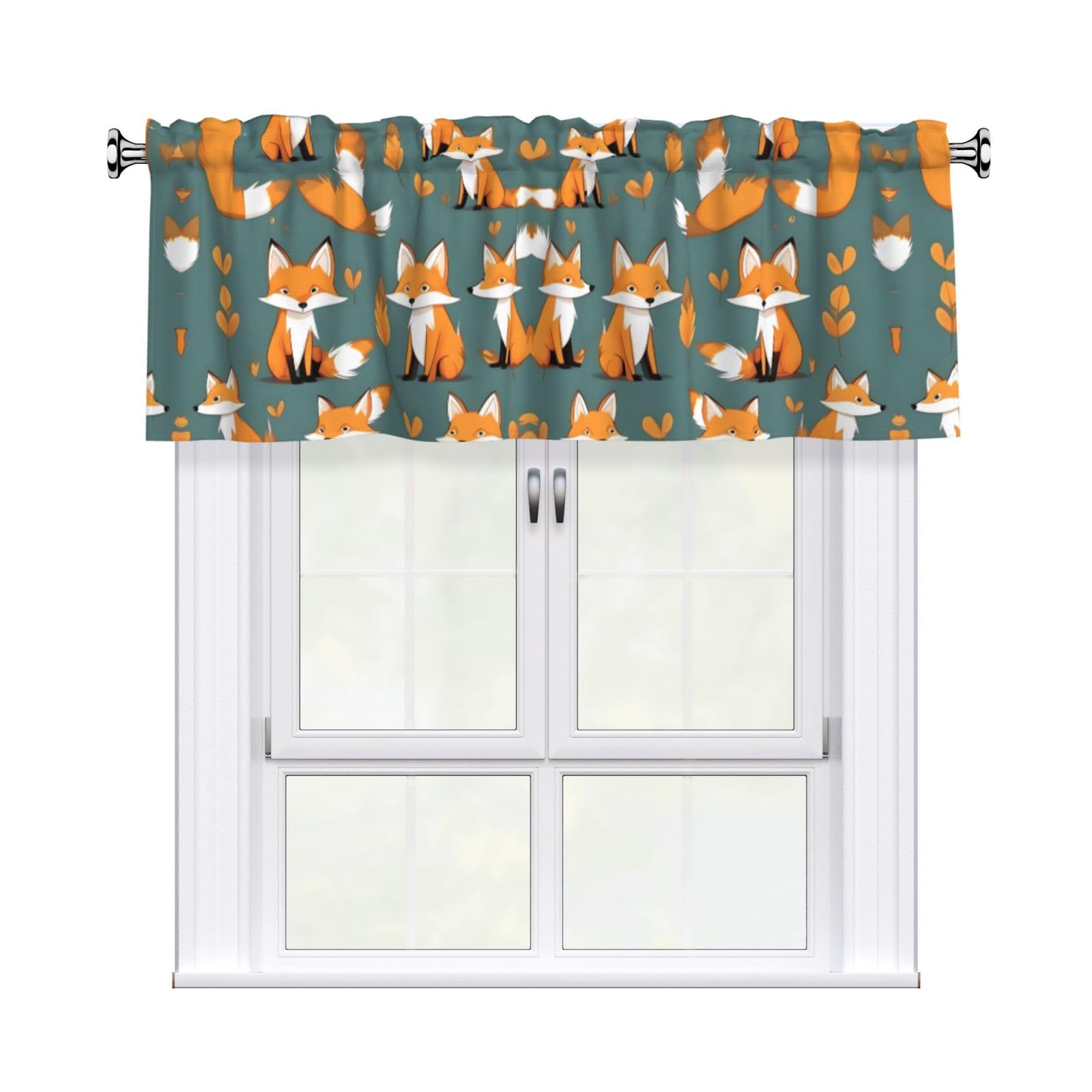 HJFCZH Yellow fox Prints Durable Window Layer – 54x18 Inch 100% Polyester Peach Skin Valance for Long-Lasting Style
