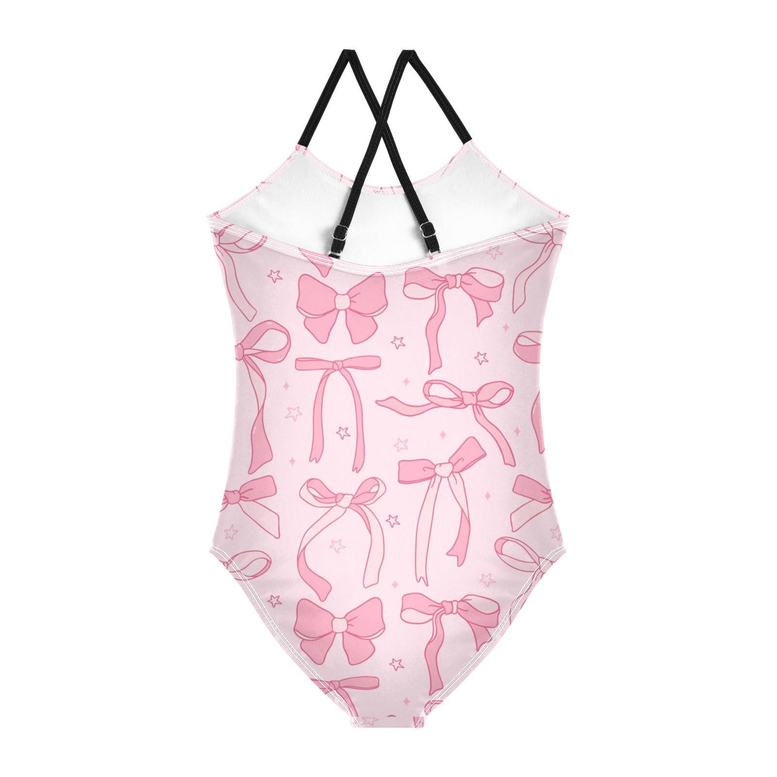 susiyo Girls One Piece Swimsuits Cute Ribbon Bow Bathing Suit Quick Dry Beach Swimwear for Toddler Girl 9-10 Years