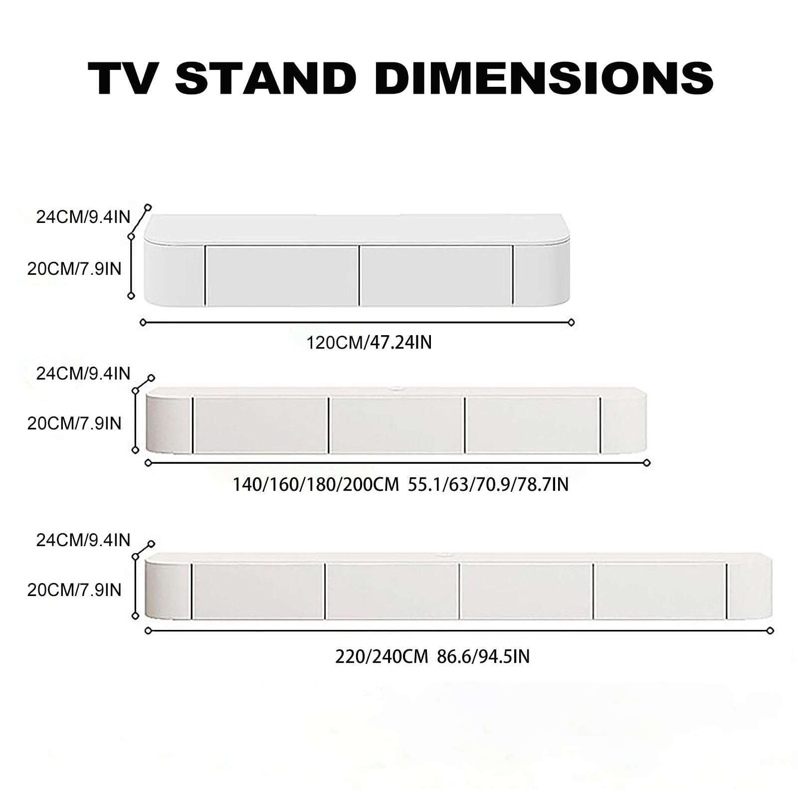 Nowoczesny 200 cm biały telewizor nd - Slish Pływająca szafka dolna z kamiennym blatem do salonu - Sk Home Fur, Ele TV Unit do wystroju domu i nizat