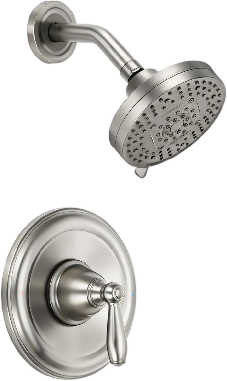 Replacement for moen T2152EPBN Brantford Valve Trim Kit, Brushed Nickel Pressure Balancing Shower Trim Kit, Including 6-Spray Shower Head and Lever Handle (Cartridge and Valve Not Included)