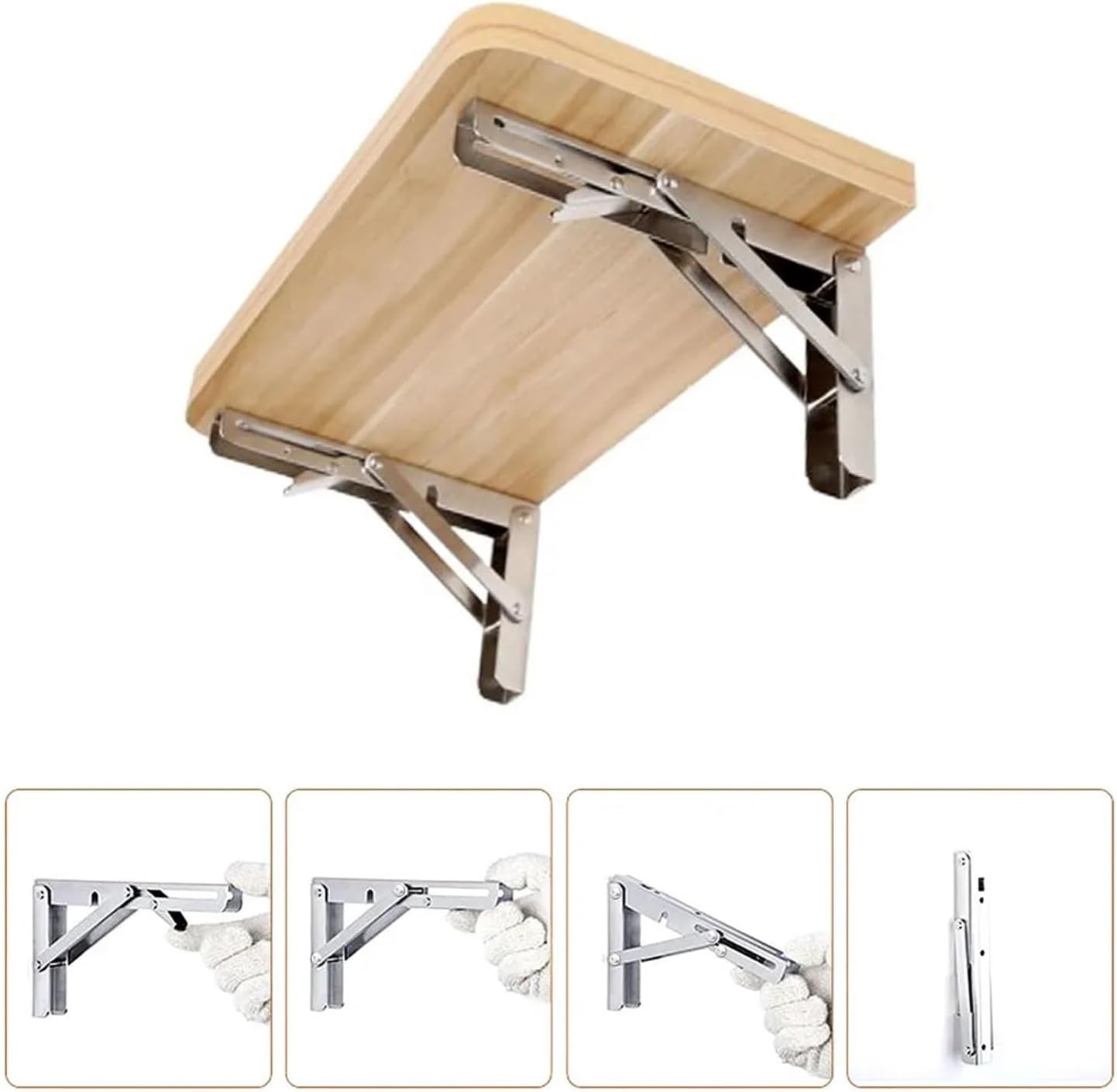 Folding Bracket, 16 Inch 400mm for Shelf Table Desk Wall Mounted Support Collapsible Long Release Arm Space Saving 1pair