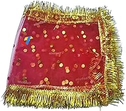 MATA Chunri/Chunni/Devi Maa Chunri Pack of 2 Laxmi MATA Chunari with Golden Embroidery Lace Work for Navaratri & Diwali Pooja & Various Hindu Pooja/Puja Dress (HN52)