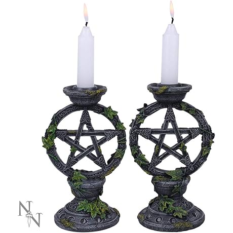 Spellbinding Wickan Pentagram Candlesticks