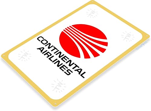 Miniatura 1 de Tinworld Letrero de estaño Continental Airlines Retro Commercial Aviation Metal Decor C623