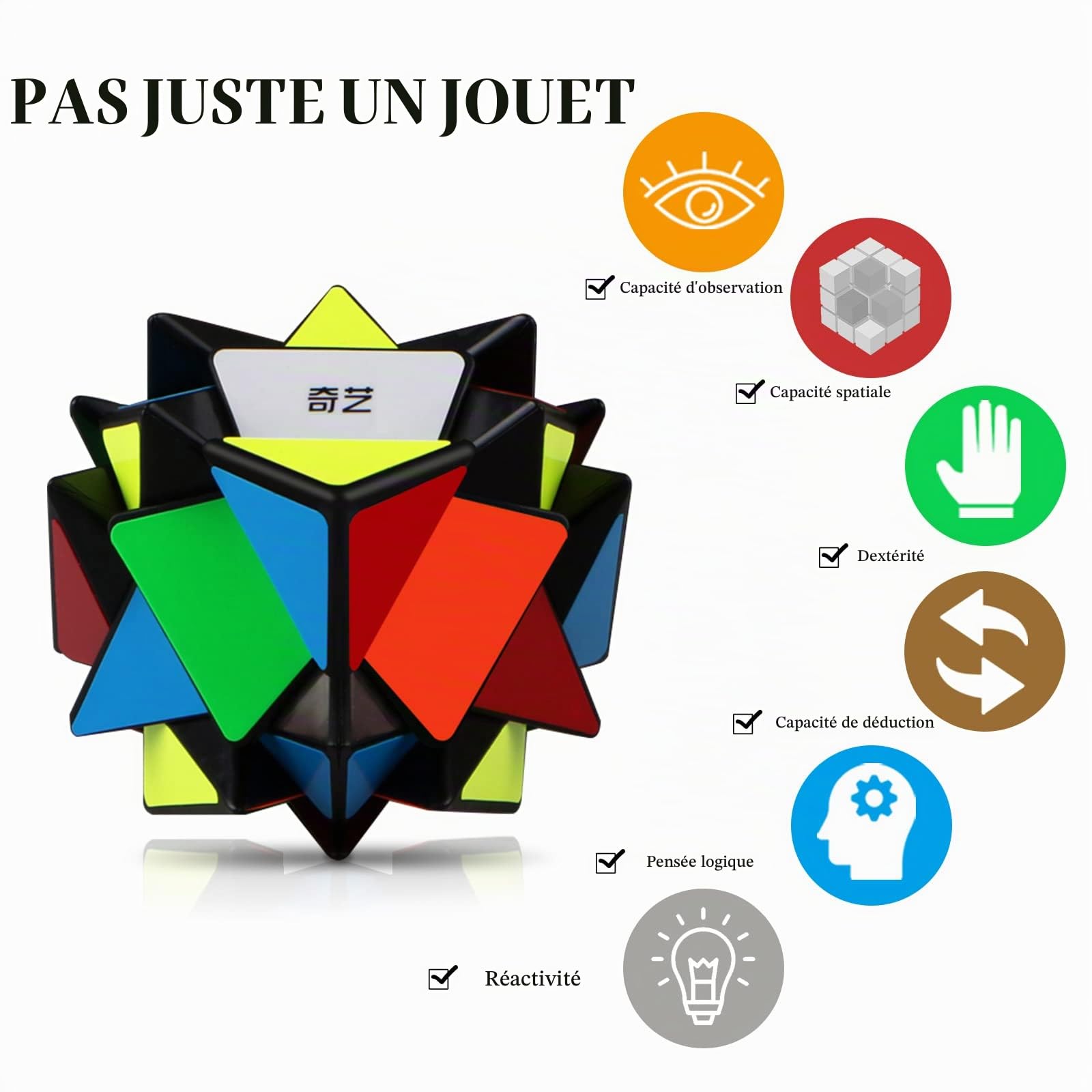 ROXENDA Speed Cube Set, Qihang W Cube de Vitesse 56 mm Ensemble de Cubes Magique Pleine Grandeur, Jeux IQ pour Tous Les âges Enfants et Adultes [Irregular]