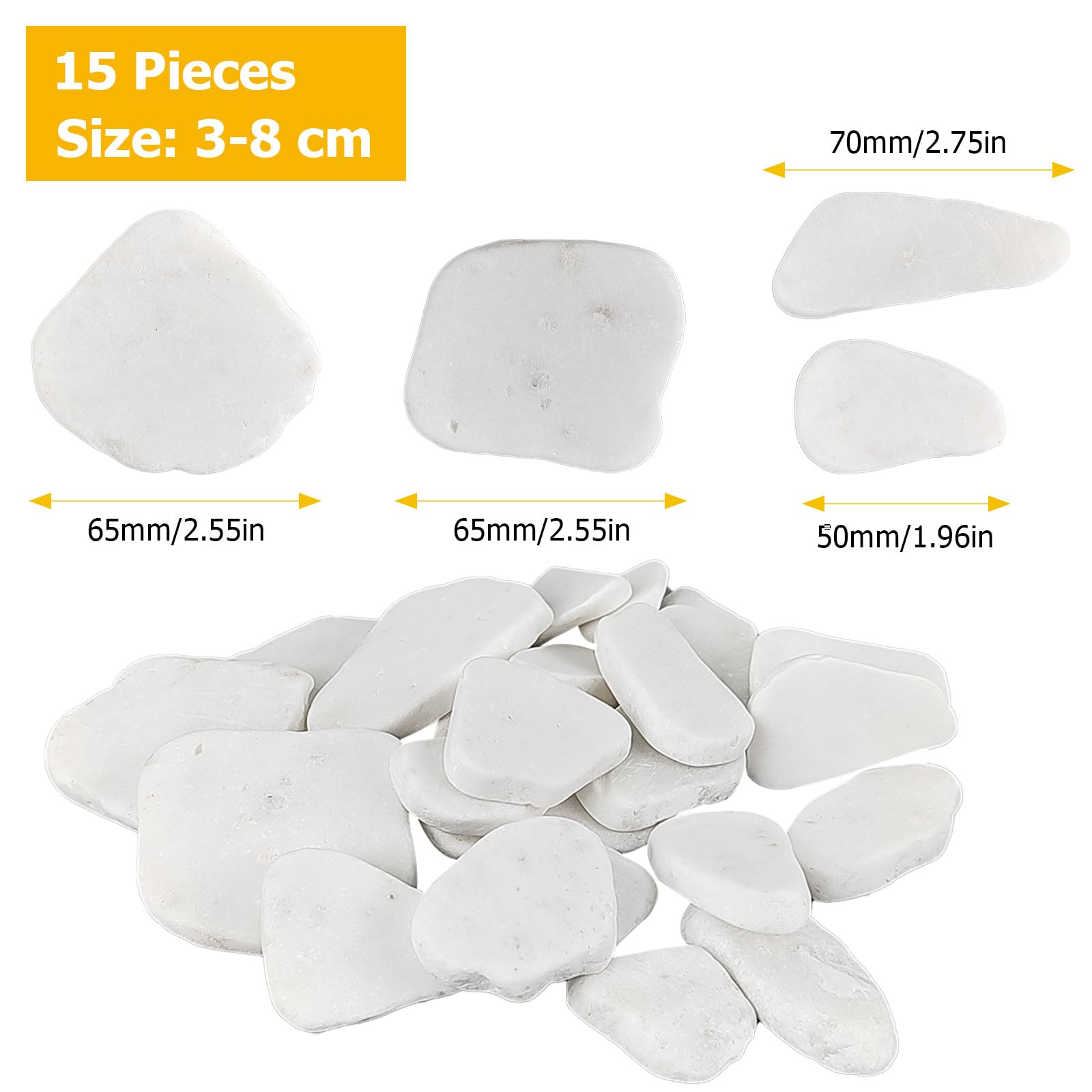 25 Pezzi Sassi Piatti da Dipingere, Creative Pebble di 5-8 cm, Ghiaia Fine e Ghiaia Grossolana Materiale, Sassi da Dipingere, per Pittura Decorativa Colorata (Bianca)