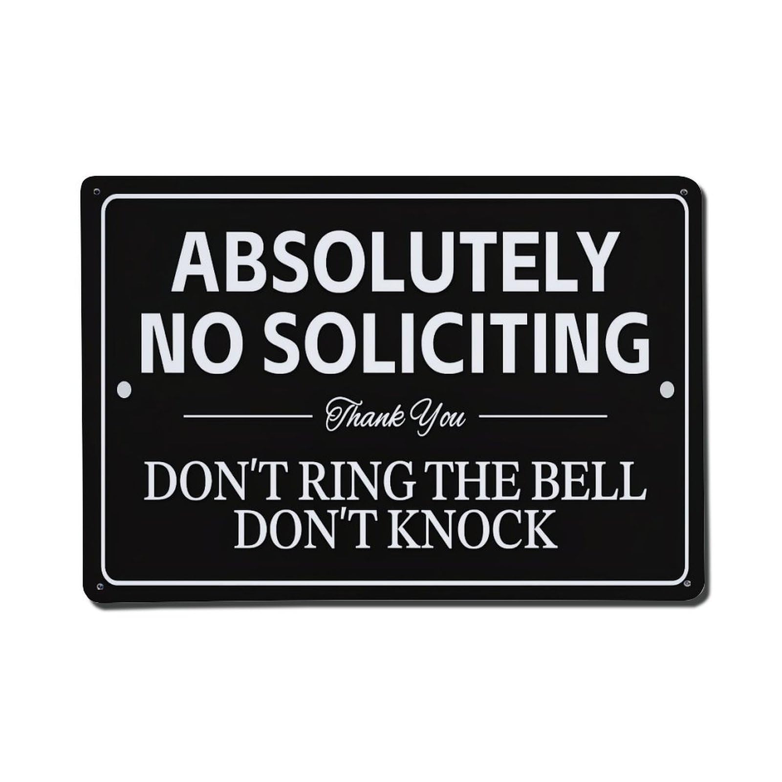 Nestemfo Vintage Absolutely No Soliciting Sign Tin Sign Metal Sign, Living Room,Bar, Home, Bedroom Wall Decor,Retro Metal Poster 8X12 Inches