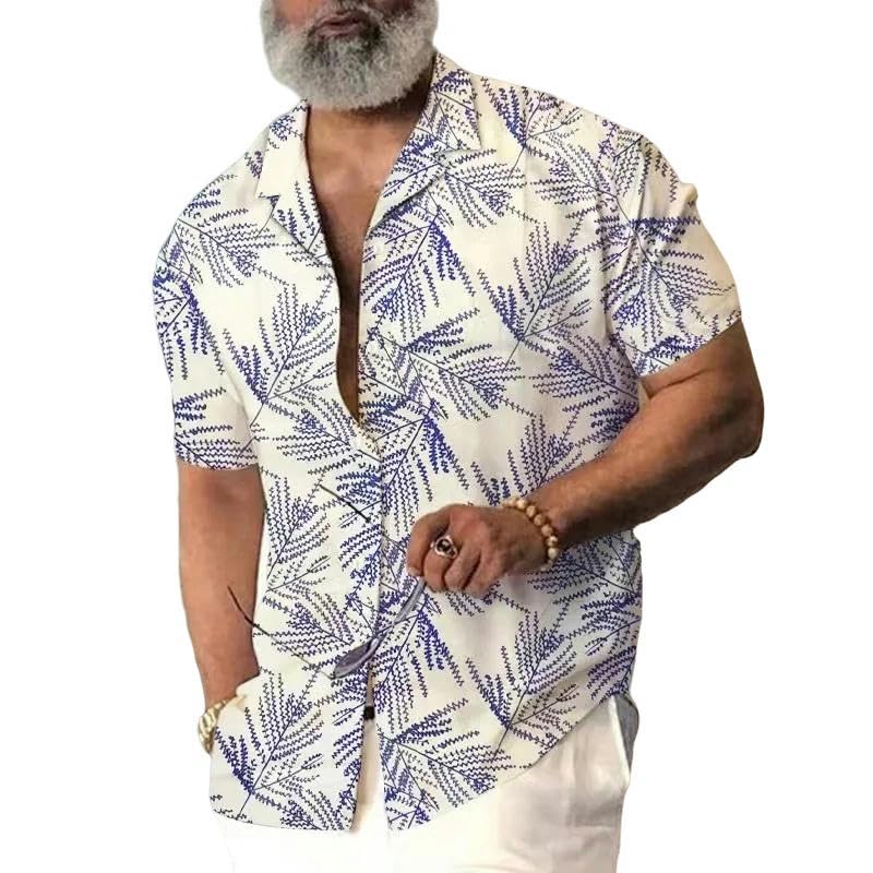Hawaiihemd Sommer Hawaiian Herren Hemd Strand Vintage Muster Print Kurzarm Männer Kleidung
