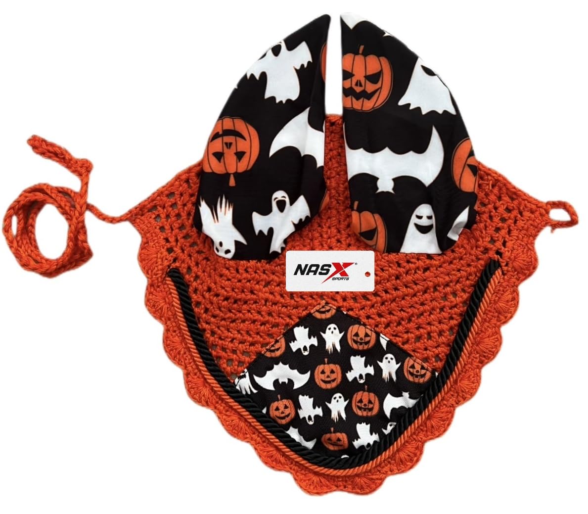 Ghost Halloween Pumpkin Horse Ear Bonnet Net Hat Hood Mask Fly veil Full Pony COB (FULL)