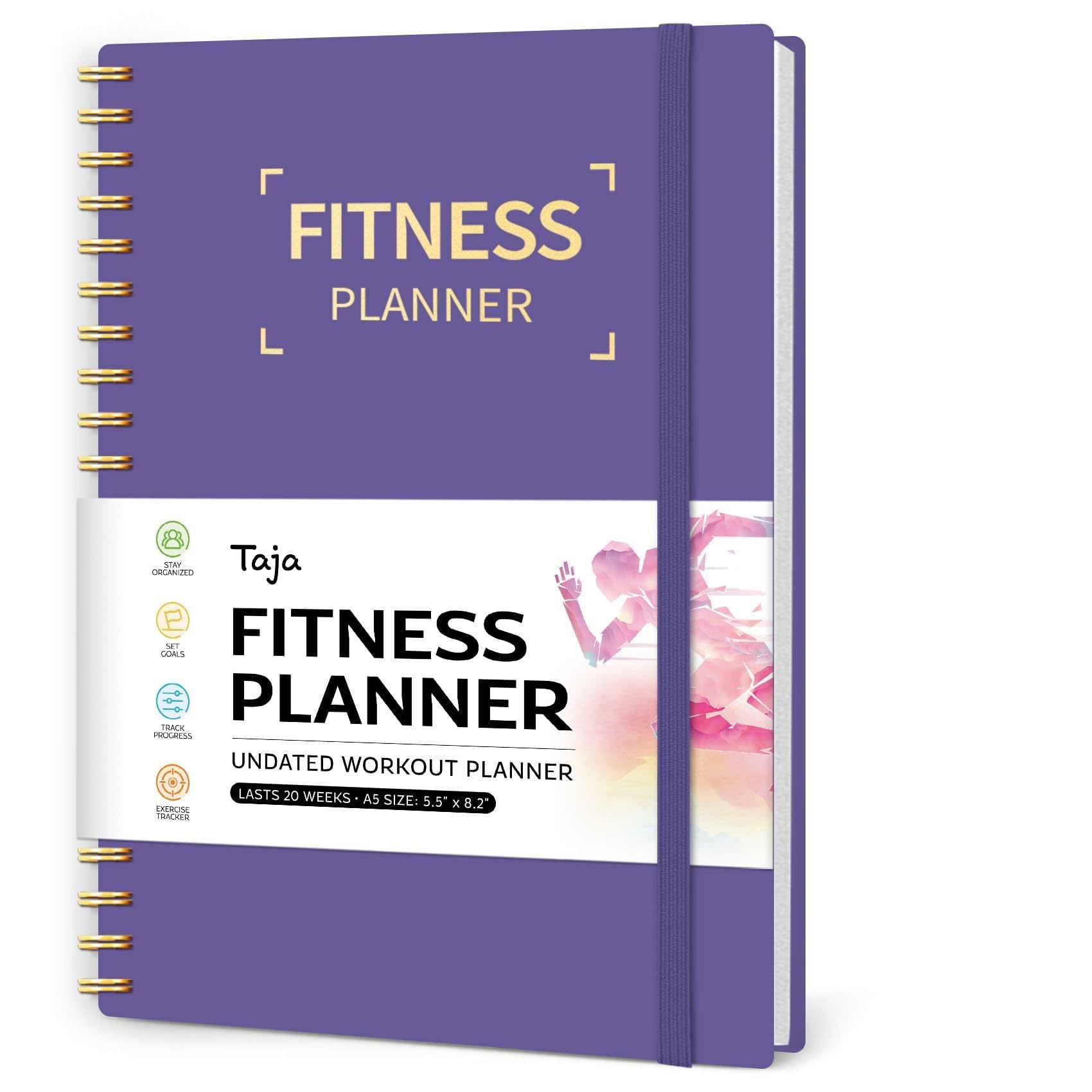 Taja Fitness Workout Journal & Log Book for Women & Men, Fitness Planner
