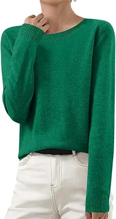 OIOLOYJM Fall Cashmere Sweaters for Women 2025 Crewneck Long Sleeve Tops Knitted Pullovers Lightweight Merino Wool Sweater