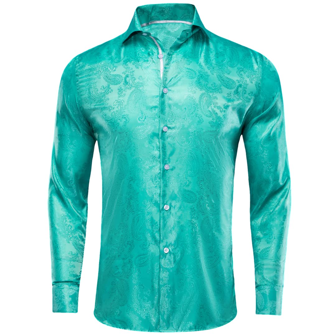 Niiyyjj Męskie jedwabne koszule z długim rękawem męskie slim fit paisley satynowa sukienka koszule koszula męska smoking koszula, Cy-1060, XXL