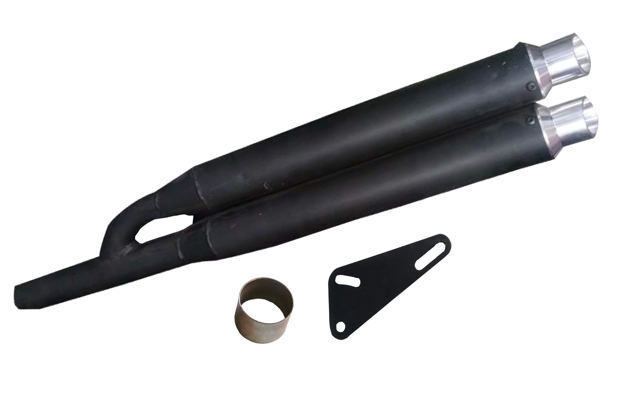 Blue Sky 81 Bike Silencer Exhaust Glasswool Double pipe Black Front Chrome Bullet Dual Barrel Filter Exhaust With Zed Clamp & Bush for Royal Enfield Bullet Classic 350-image-30