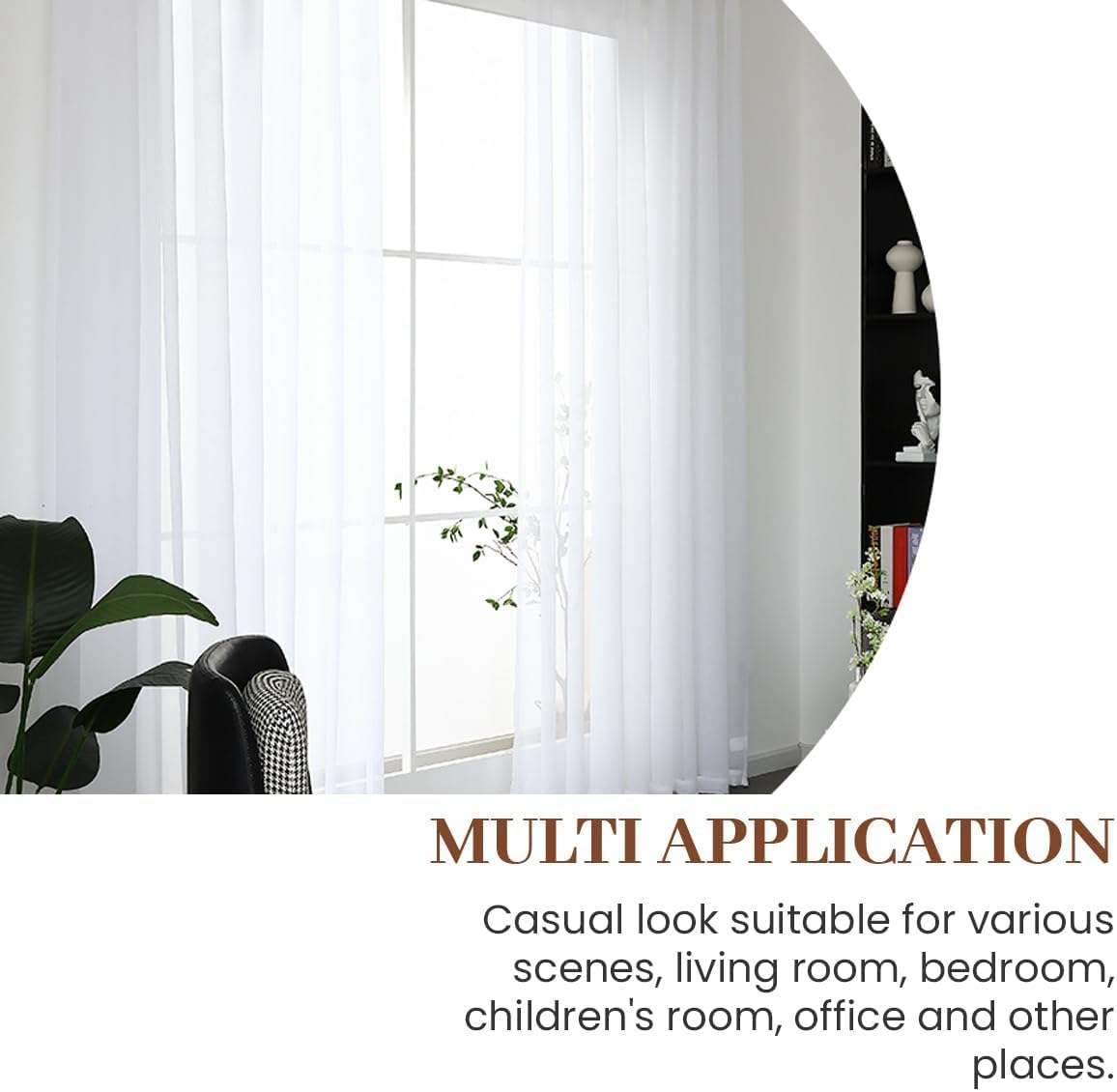 Dreaming Casa Solid Sheer Curtains Draperies White Rod Pocket 2 Panels 52" W x 108" L