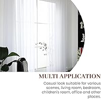 Vista 5 de Dreaming Casa Cortinas traslúcidas lisas con bolsillo para barra, 2 paneles de 52 pulgadas de ancho x 96 pulgadas de largo, color blanco