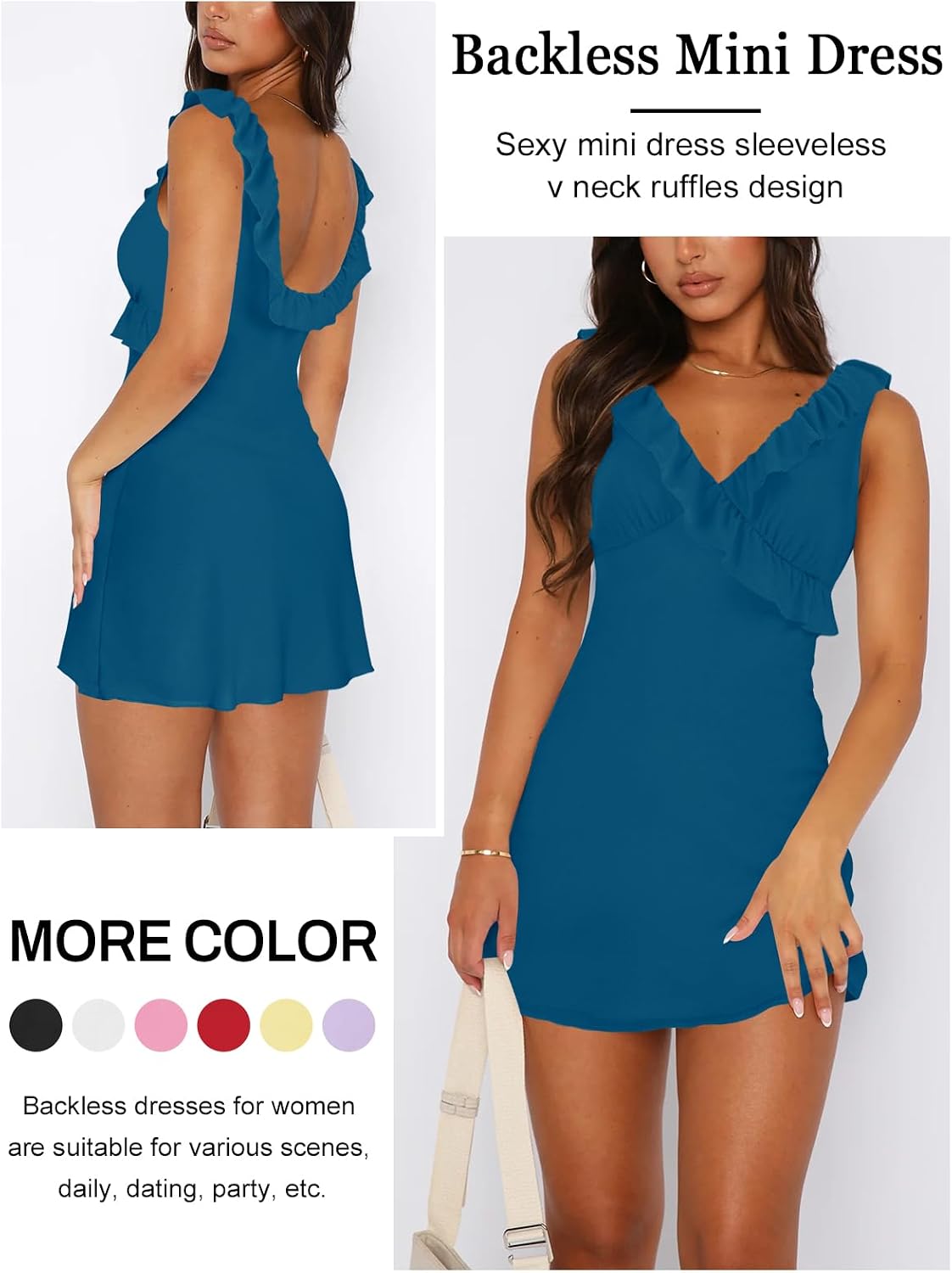 MIYIEONZ Women Summer Mini Dress Formal Ruffle Short Dresses image 3