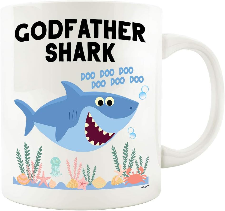 Onе-Dау Sаlе: Uр tо 60% оƒƒ Godfather Shark Coffee Mug From Godchild Goddaughter Godson Daughter For Men - God Dad Uncle Baptism Proposal Funny Fathers Day Cup Whizk 11 oz XSK0012