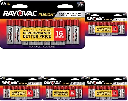 Rayovac AA Batteries, Fusion Premium Double A Batería alcalina, 16 unidades (paquete de 5)
