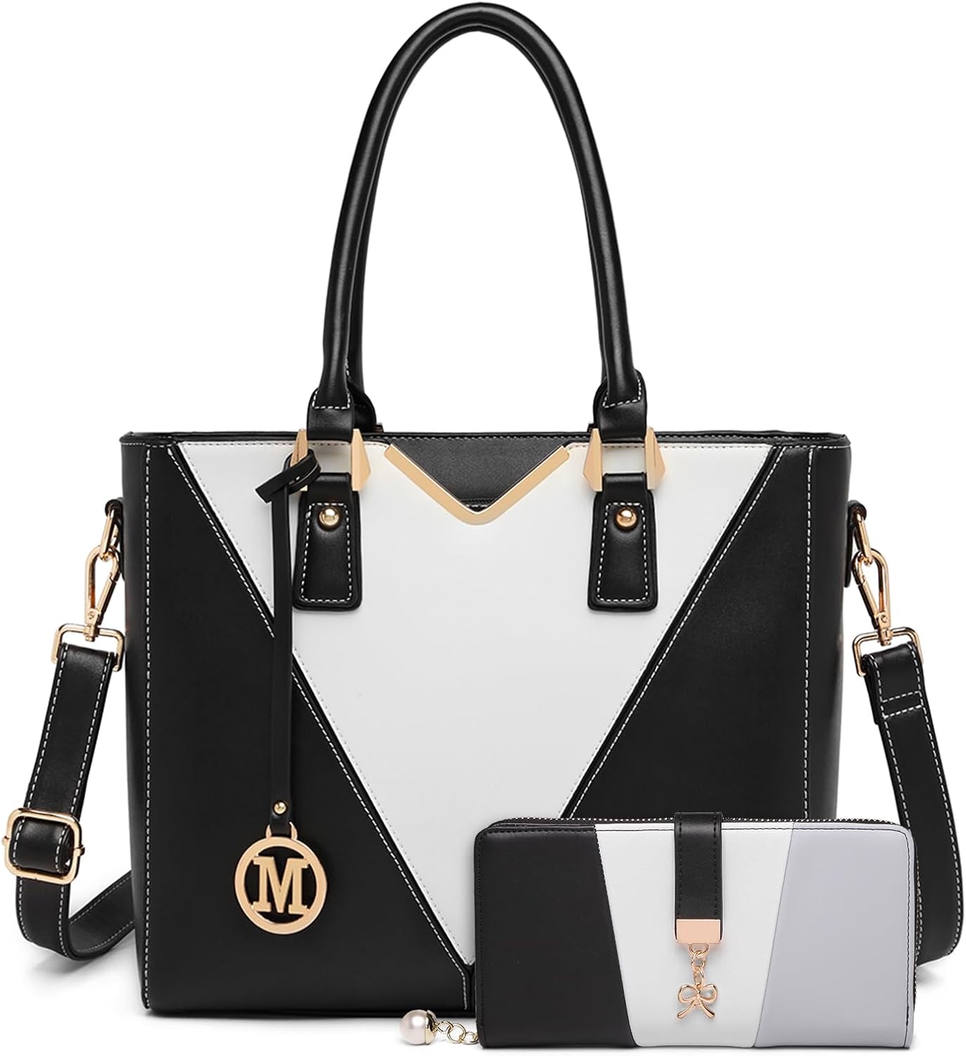 Miss Lulu Look V-Shape Handbag with Purse for Women Shoulder Long Wallet 3 61OSIbs uML. AC SL1500