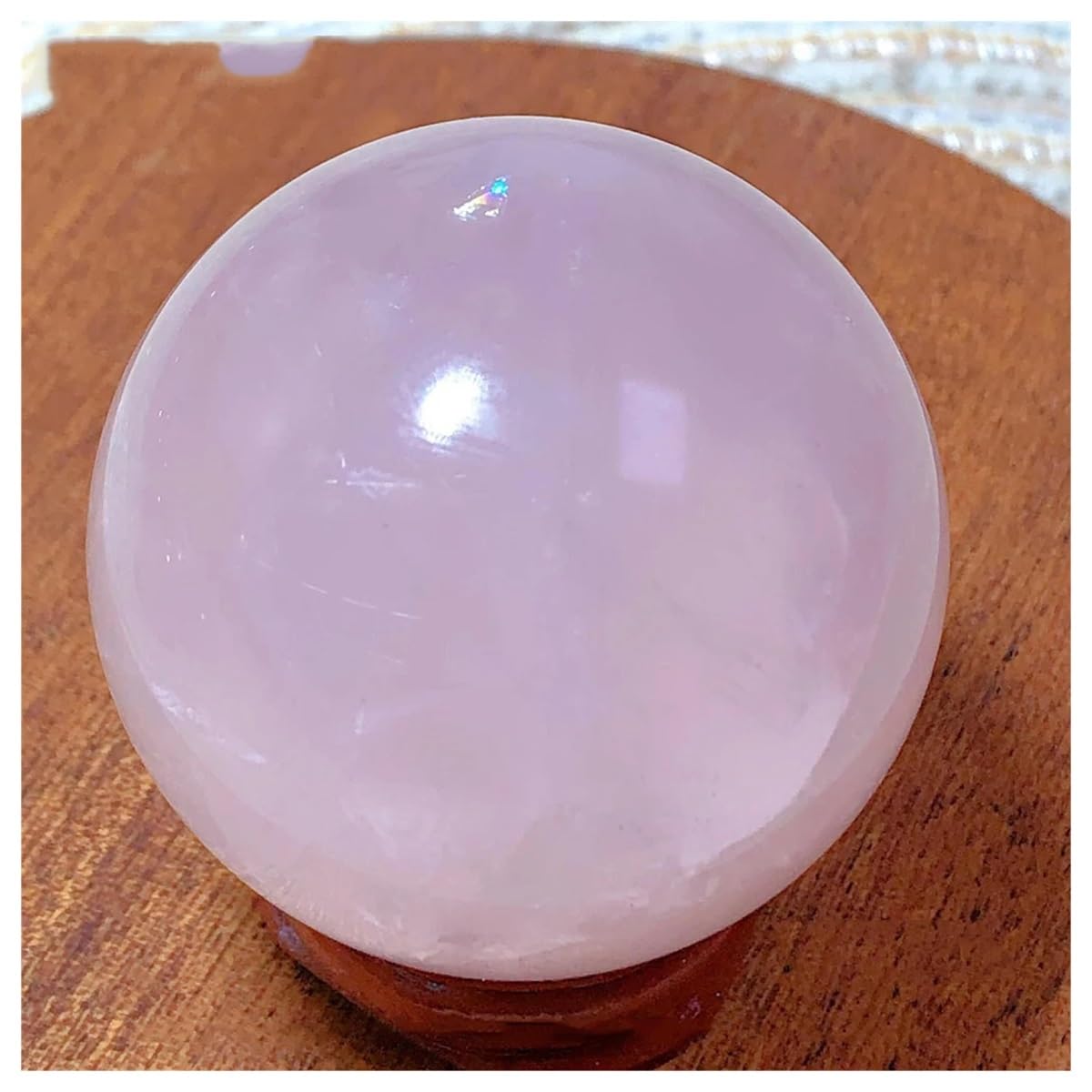 Esfera de Cuarzo Rosa Natural con Enganche para Collar Regalo Ideal de Decoración
