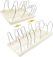Ovrilossa Expandable Pot Pan Organizer Rack, 10 Adjustable Dividers 13-23", Kitchen Cabinet Under Sink White