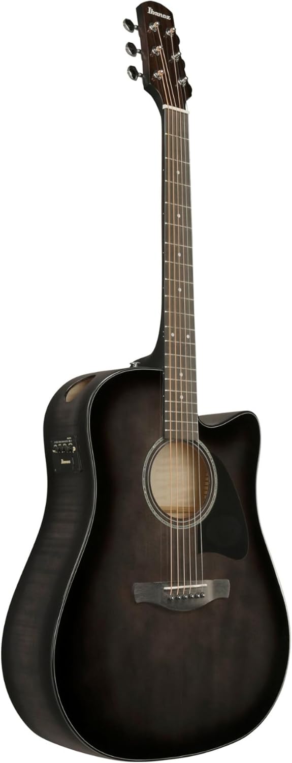 Ibanez AAD77CE Transparent Black Sunburst High Gloss Acoustic Electric Guitar
