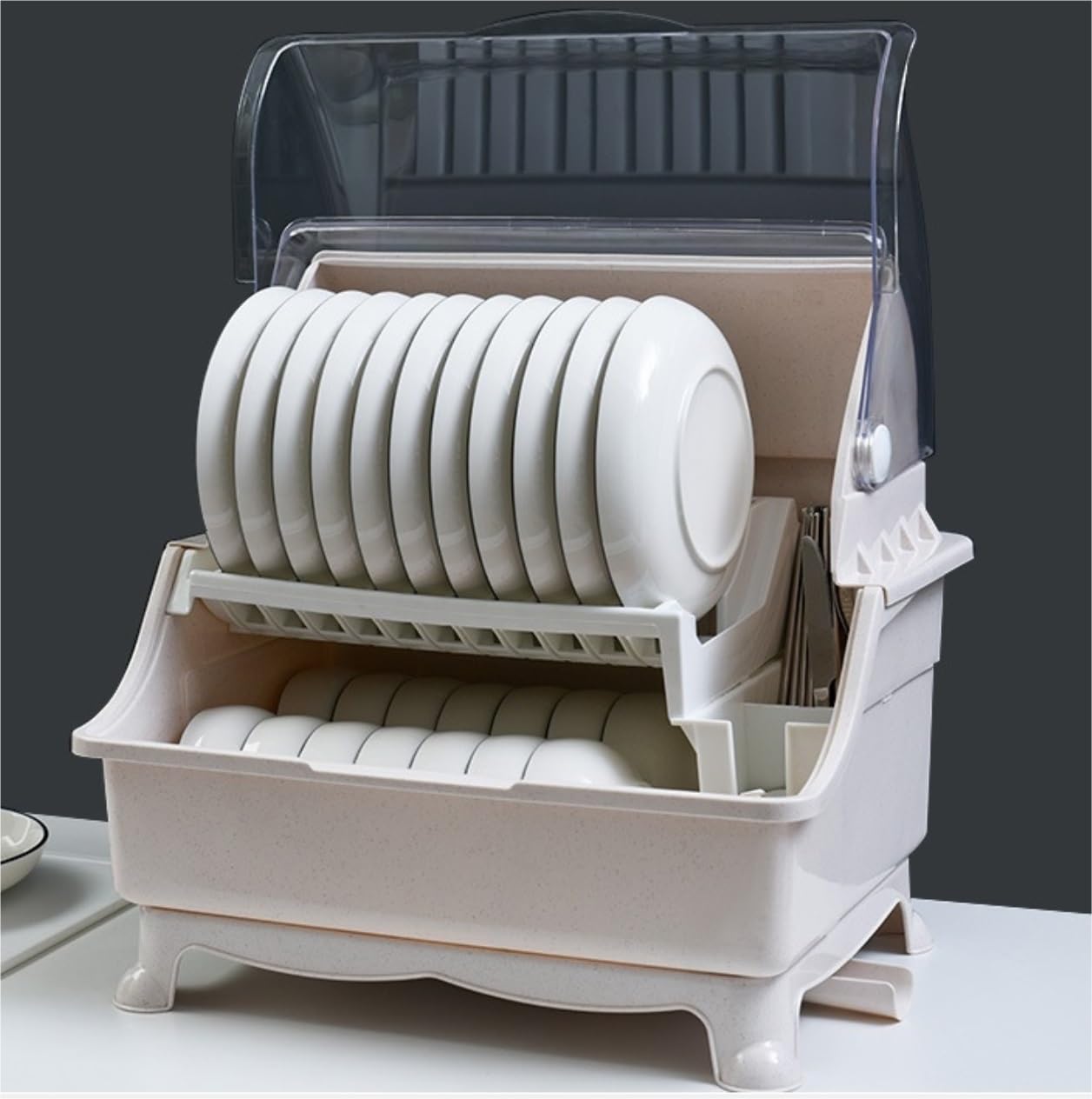 Scolapiatti Scolapiatti Da Cucina Stoviglie Ciotola Bacchette Scatola Di Immagazzinaggio Scolapiatti Per Uso Domestico In Plastica Doppio Strato Scola Piatti d Appoggio Lavello ( Color : X , Size : 46