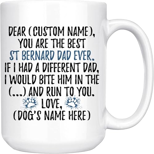 Miniatura 1 de Taza personalizada de San Bernardo para papá, San Bernardo para hombres, San Bernardo Dog Daddy, regalo de dueño de perro San Bernardo, perro San