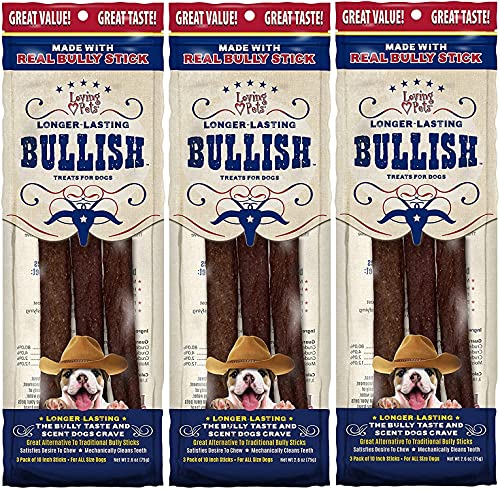 Loving Pets 9 Pack Of Bullish Sticks Dog Treats, 10 Inch, Longer-Lasting Bull Stick Alternative #TOP14