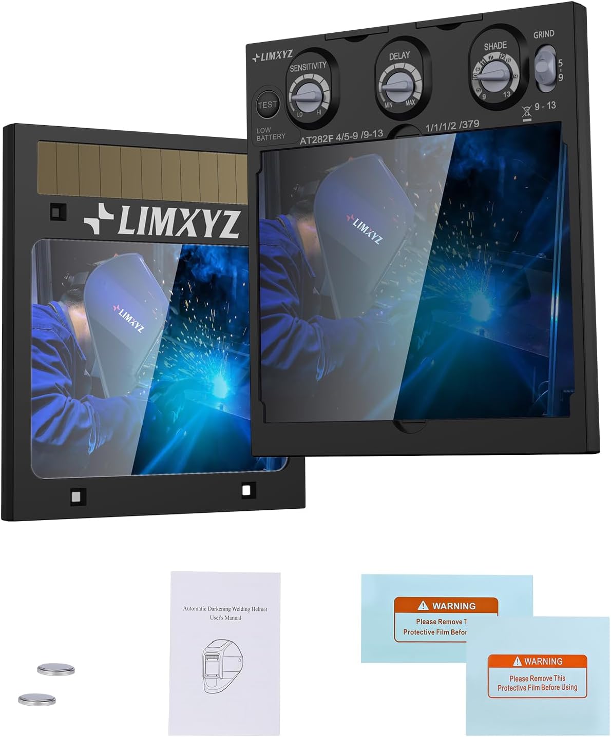 Auto Darkening Welding Lens True Color 5.24"x4.49" with 4 Arc Sensors, Adjustable Shade 4/9-13 for Welding Helmets/Hoods | Automatic Darkening Lens & Premium Welding Helmet Accessories