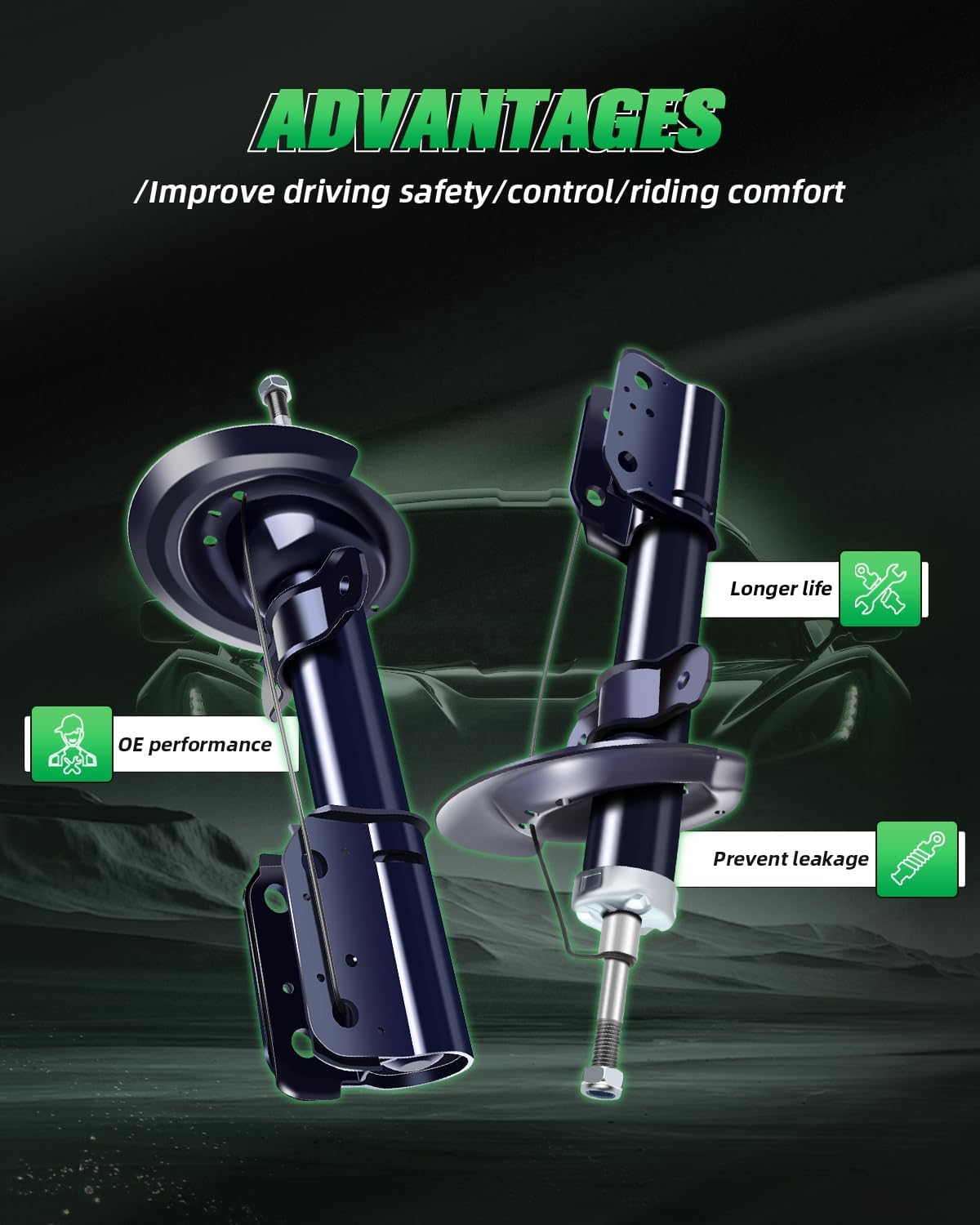 Shocks Struts,SCITOO Rear Shock Absorbers Fit for Buick Century 97-05,for Buick LaCrosse 05-09,for Chevrolet Impala 00-11 Strut Assembly accessory Set of 2