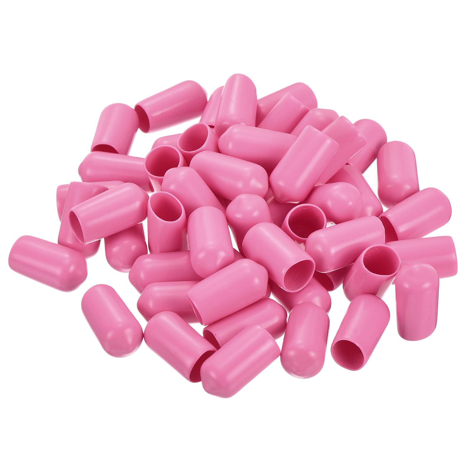 uxcell 100pcs Rubber End Caps 8mm(5/16 inch) ID Vinyl PVC Round Tube Bolt Cap Cover Screw Thread Protectors Pink