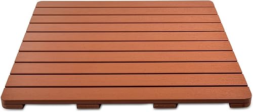 Miniatura 3 de Tapete de ducha grande de madera PS resistente, tapete de baño antideslizante con orificio de drenaje, perfecto para superficies texturizadas y