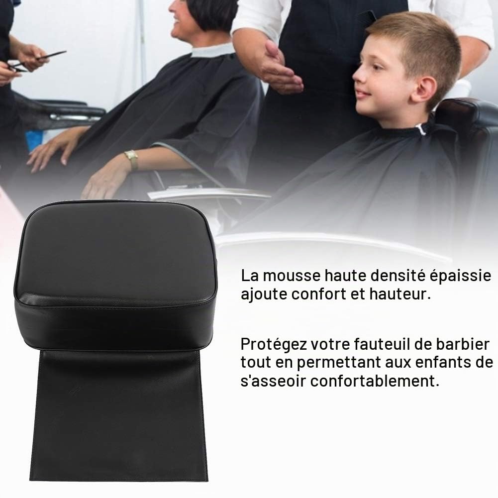 FILFEEL Coussin de Siège Rehausseur pour Enfants, Noir, Style Moderne, Pour Salon de Coiffure et Coupe de Cheveux, Lavable, Cuir PU