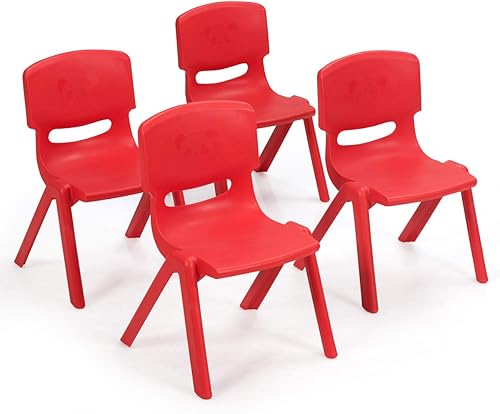 Miniatura 11 de Costzon Sillas escolares apilables de plástico, paquete de 6, sillas de aprendizaje para niños con altura de asiento de 11 pulgadas, asa de