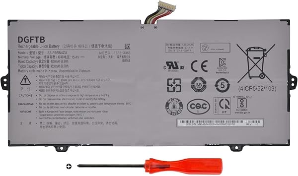 DGFTB AA-PBRN4ZU Laptop Battery for Samsung Galaxy Book Flex 930QCG 930QCJ 930XCJ NP930QCG NP930QCG-K01 950QCG 950QCG-X01 950QCG-X03 950QCJ 950XCJ NP950QCG 4ICP5/52/109 15.4V 66.9Wh/4350mAh/4-Cell