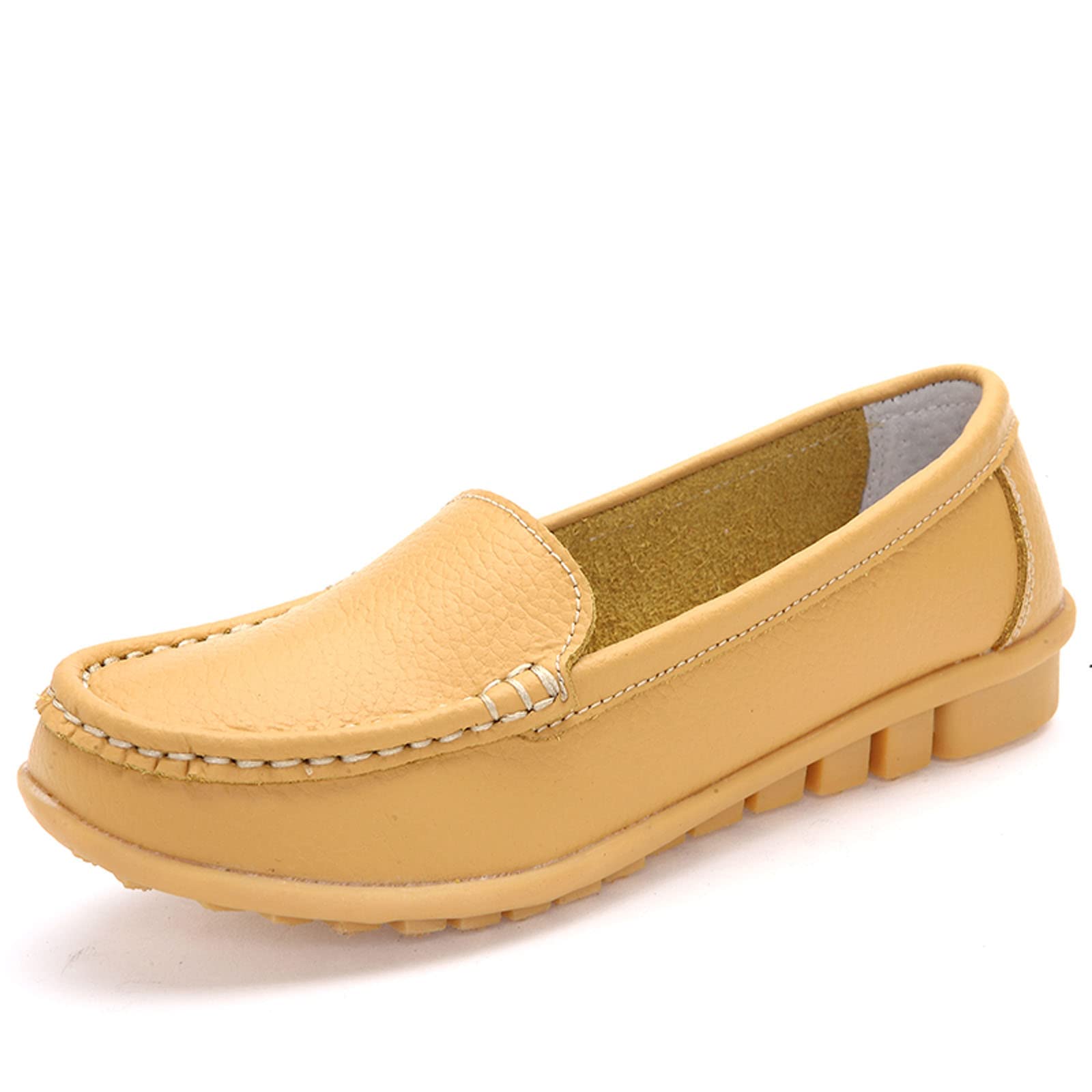 Meidiastra Mocasines Penny para mujer, zapatos planos de trabajo para enfermería, zapatos planos para mujer, Amarillo, 38 EU