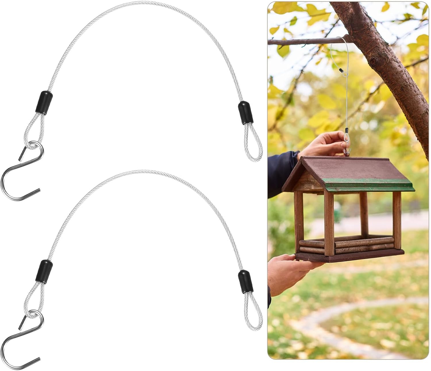 M METERXITY 2-Pack Bird Feeder Hanger with Hook 30cm/12in, Clear