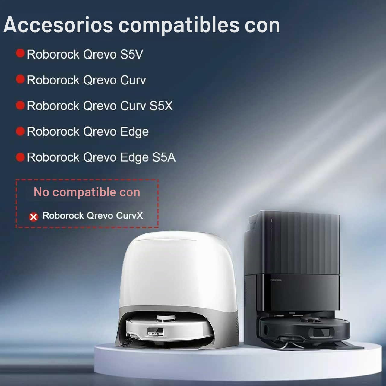 Accesorios Recambios para Roborock Qrevo S5V /Qrevo Curv/Qrevo Curv S5X / Qrevo Edge/Qrevo Edge S5A, 2 Cepillo Principal, 6 Filtro HEPA, 6 Paño, 6 Bolsa de Polvo, 6 Cepillo Laterale