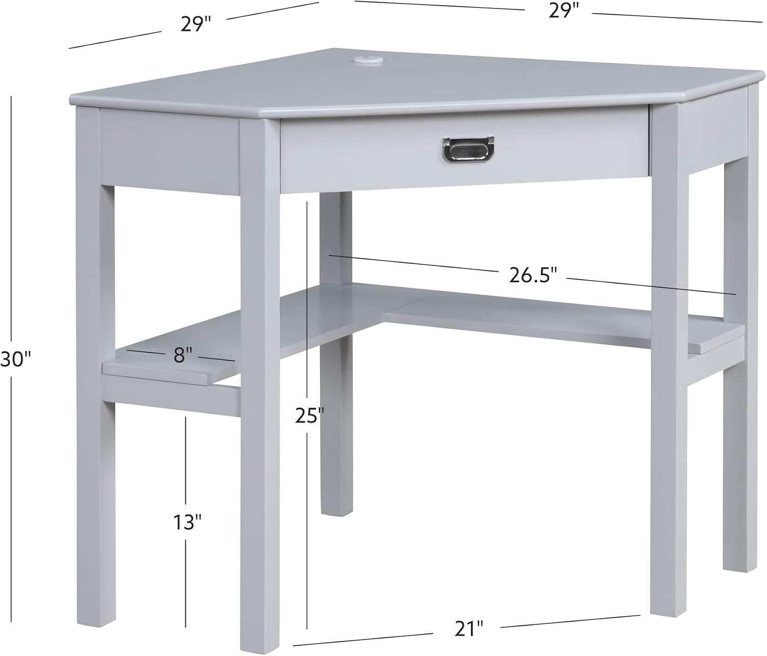 Linon Home Decor Products Grey Modern Corner Linon Jaycee Desk, AMZN2602