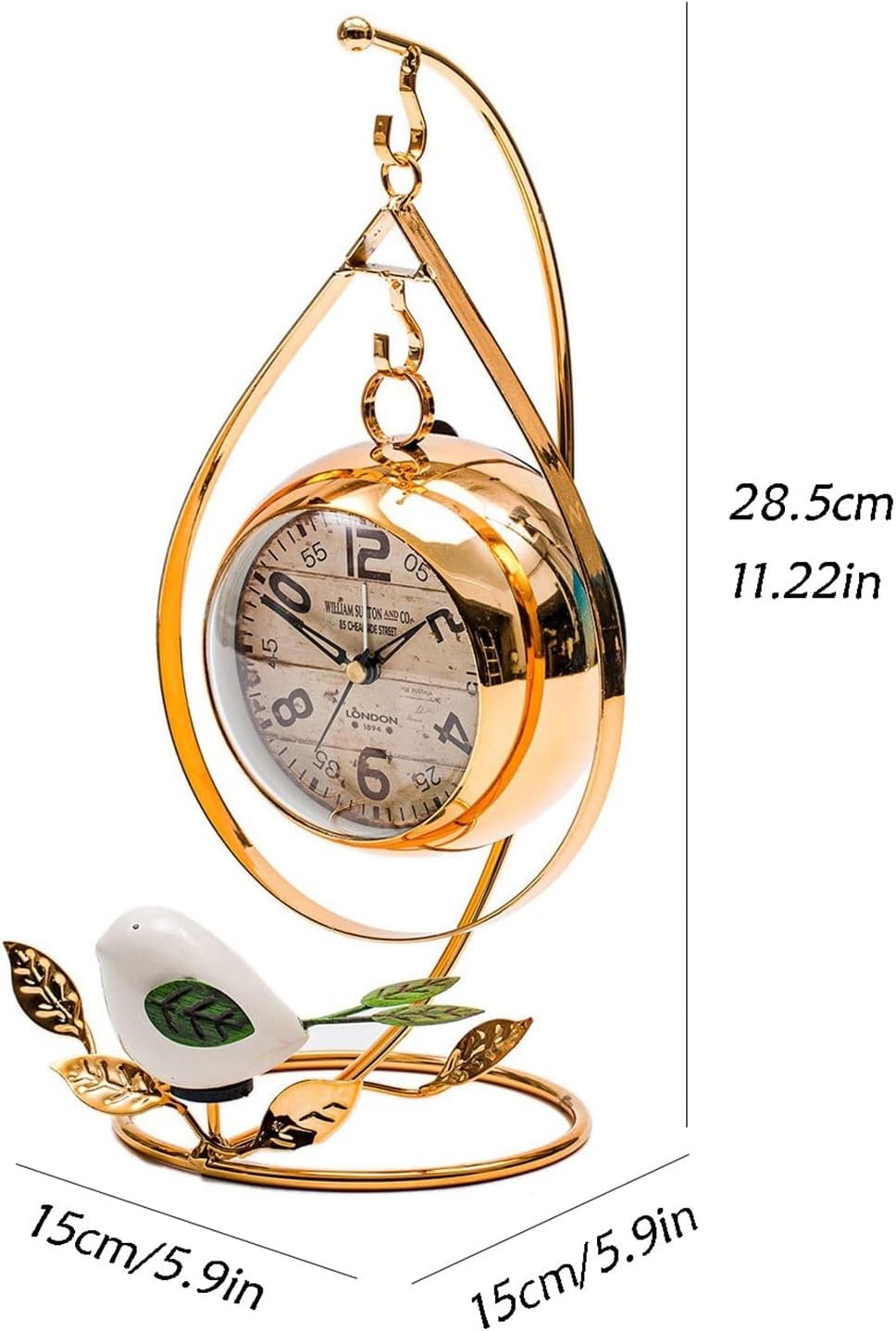 Mantle Clock Luxury and Creative European Silent Decorative Clock Modern Simple Living Room Retro Desk Clock (Random Bird Style) Desk Clock Vintage Mantel Clock (Color : 1)