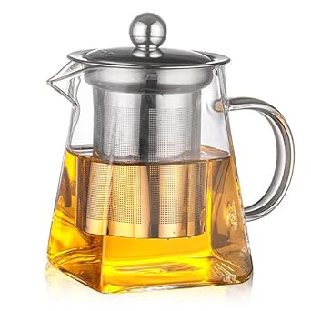 SAZ DEKOR Glass Tea Pot with Removable Infuser, 260/450/650ml for Loose Leaf Tea 650ml