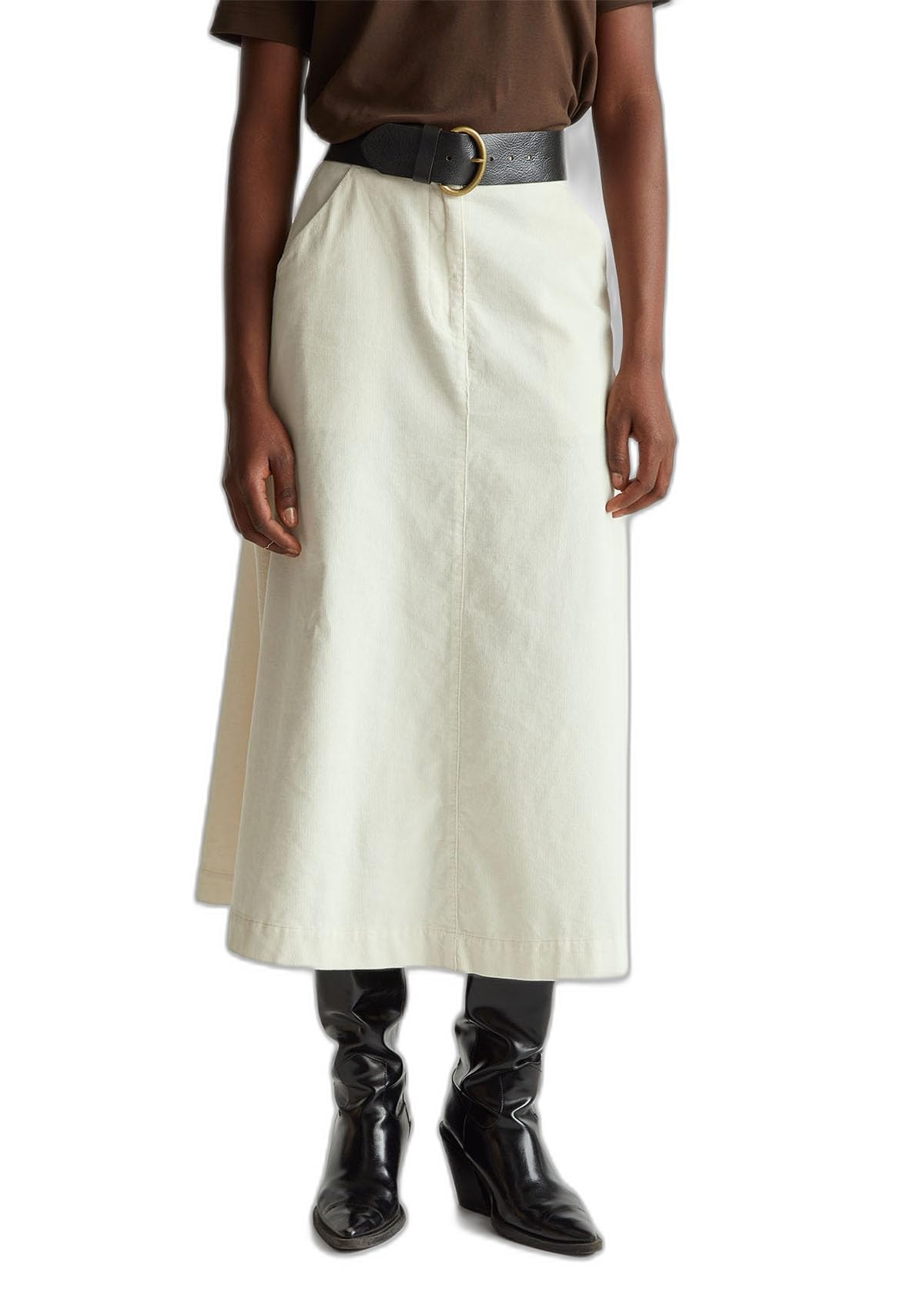 United Colors of Benetton%100 Pamuk Kadife Kloş Fermuarlı Midi Etek, 125A494BD0058