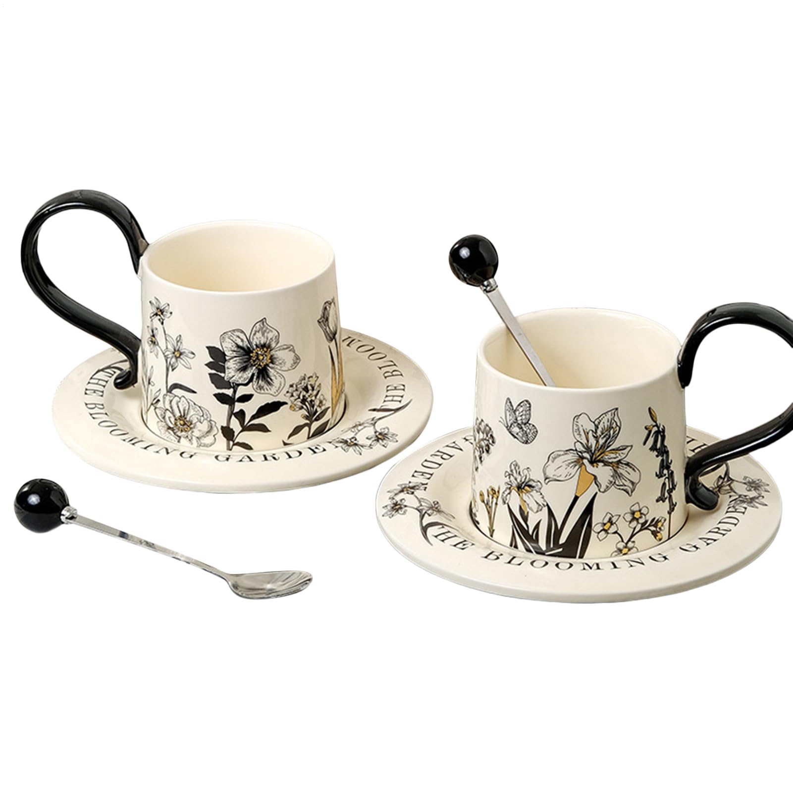 Zestaw filiżanek do herbaty, naczynia do picia 260 ml, ze spodkami i łyżkami, ceramiczny kubek do kawy, filiżanka do herbaty, do mleka, , wina, soku, piwa, kuchni, restauracji, kawiarni, na