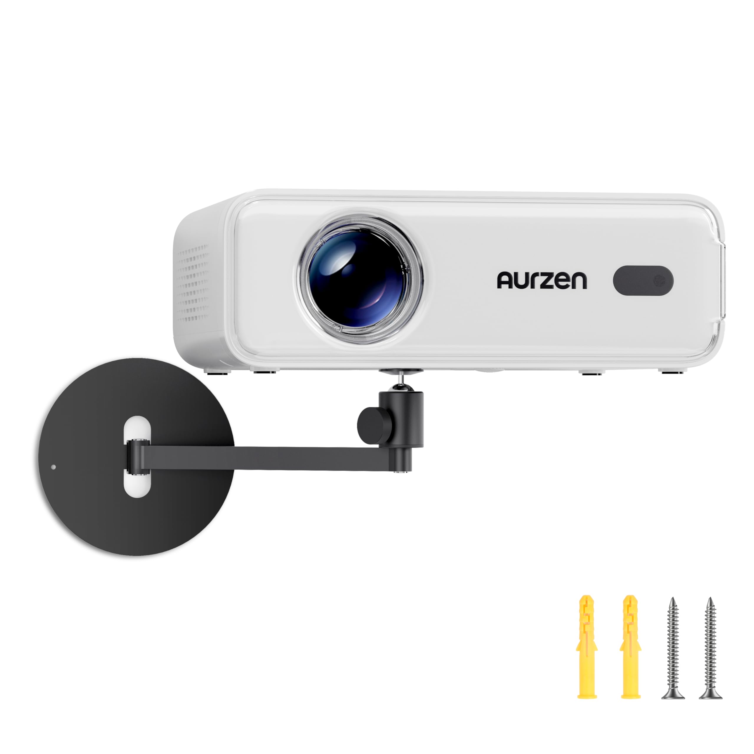 Aurzen Projector Wall Mount Shelf, 360° Rotation, 90° Tilt, Supports 4.4 lb