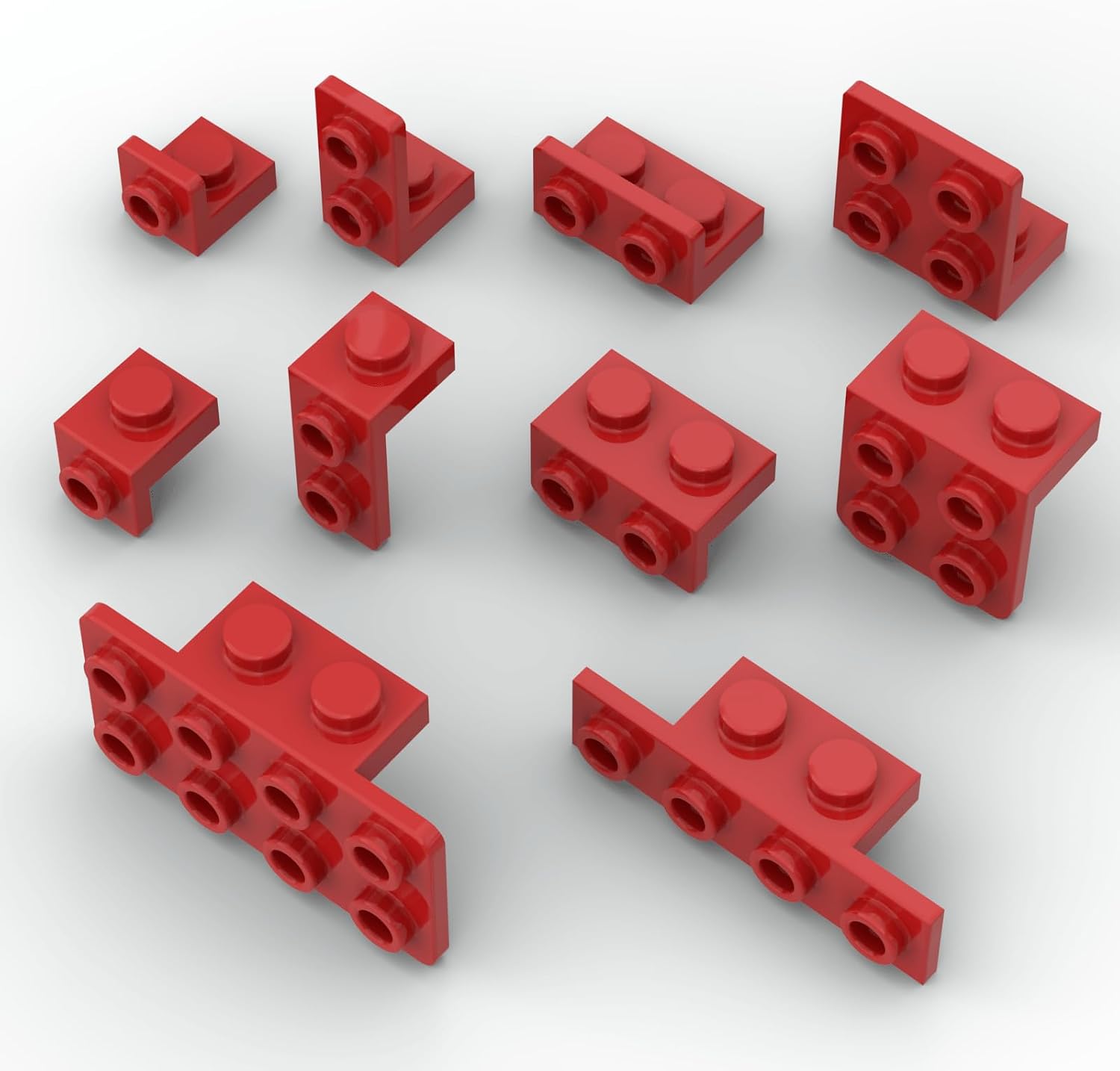 78 PCS Building Bricks Plate Bulk, 10 Sizes Snot Bricks Direction Changing Plates, Custom MOC 90-Degree Angle Parts Compatible with Lego Pieces (Red)