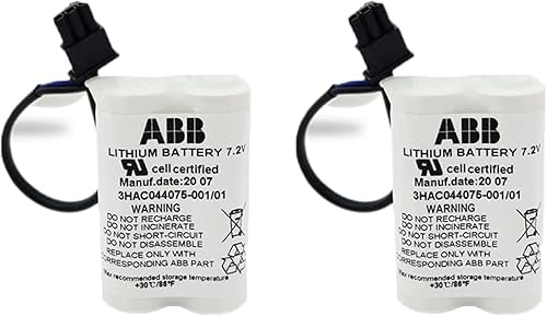 Paquete de 2 3HAC044075-00101 Batería de litio de 7.2 V 3600 mAh 3HAC044075-00101 para ABB Robot CPU SMB ABB3HAC16831-1ABBTA521 Batería